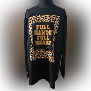 Mama Life Black and Gold‎ Leopard Print Thin Terry Sweatshirt Shirt Size L